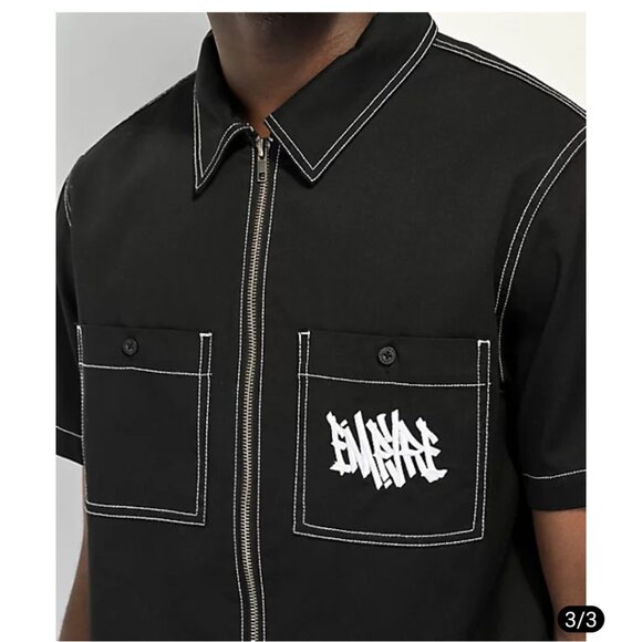 Empyre Amplify Black Zip Shirt Men's X-LARGE Short Sleeve Skateboard Streetwear - Picture 4 of 12